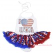 American's Birthday White Baby Halter Jumpsuit Red White Blue Striped Star Pettiskirt & I Love USA Print JS4454